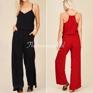 New Lexi Spring Racer Back Jumpsuit Red